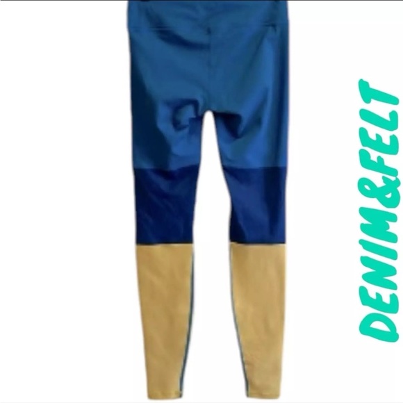 Aviator Nation Women's Sprinter Leggings Caribbean Poseidon Gold Colorblock 💛💙 - Picture 5 of 9